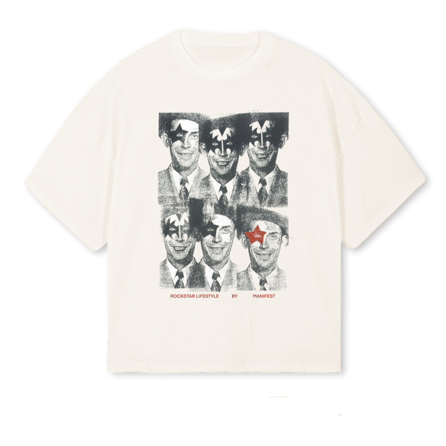 ROCKSTAR Vintage White Oversized Boxy Tee.