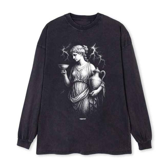 HEBE Vintage Black Oversized LS Tee.