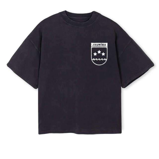 JNBCRESTBLACK Vintage Black Oversized Boxy Tee.