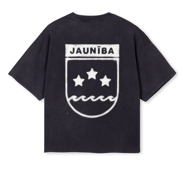 JNBCRESTBLACK Vintage Black Oversized Boxy Tee.