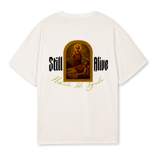 NIKITABIRTHGDAYCTS Vintage White Oversized Tee.