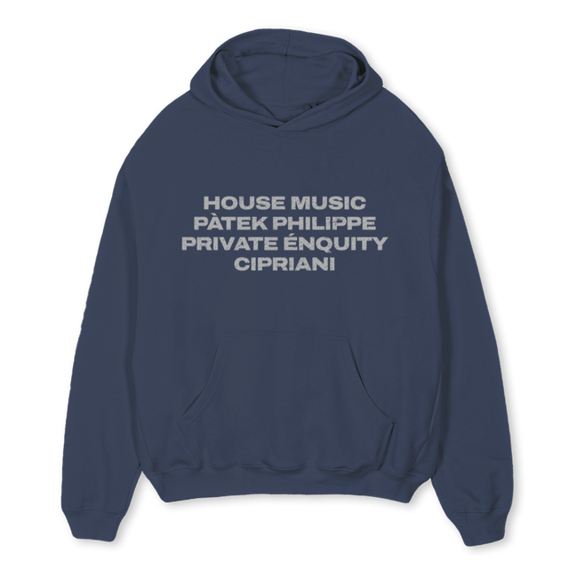 PRIVATEEQUITY Navy Blue Oversized Hoodie.