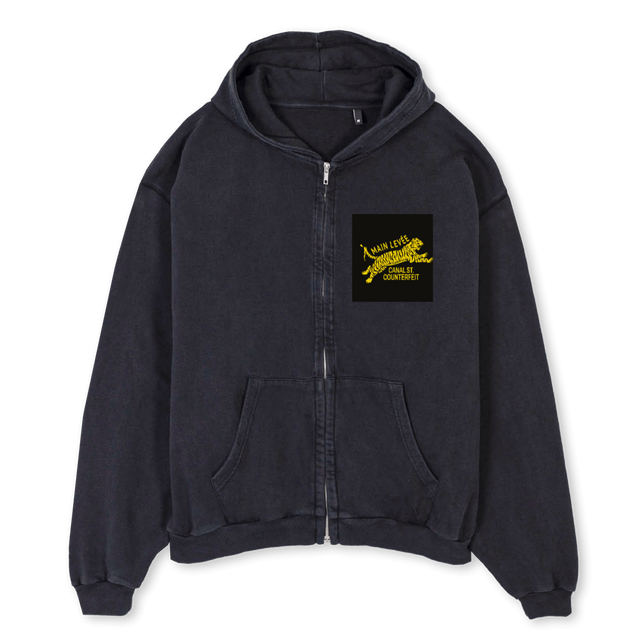 CANALSTCHOOD Vintage Black Oversized Zipped Hoodie.