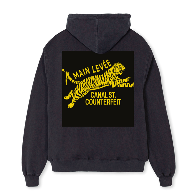 CANALSTCHOOD Vintage Black Oversized Zipped Hoodie.