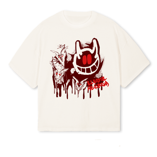 NEKROM BOXY Vintage White Oversized Boxy Tee.