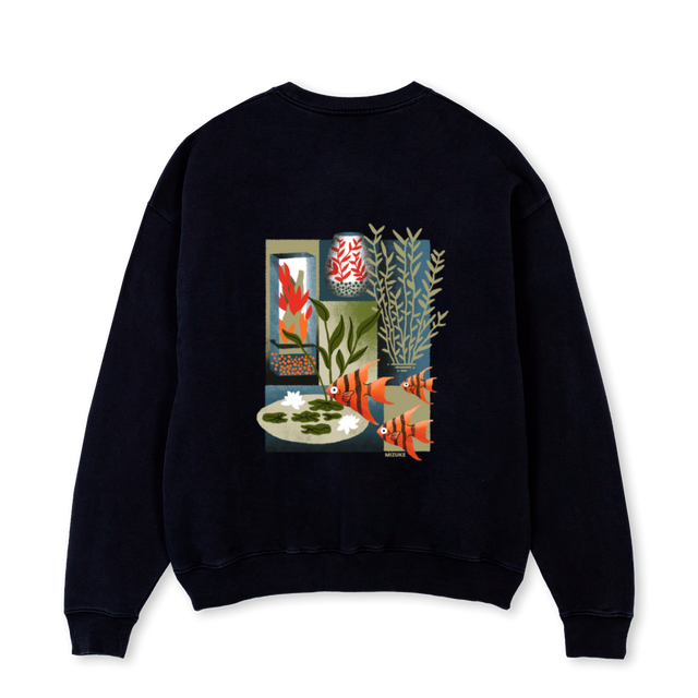HOODIEMIZUKESTORE Black Oversized Crewneck Sweater.