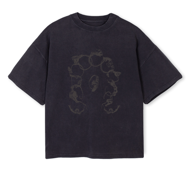 BLKRINGTEE Vintage Black Oversized Boxy Tee.