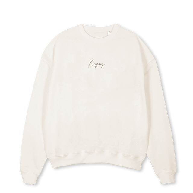 LASO Vintage White Oversized Crewneck Sweater.