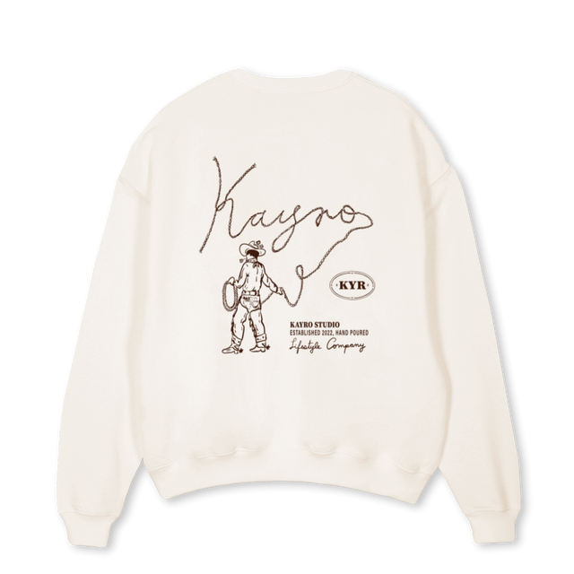 LASO Vintage White Oversized Crewneck Sweater.