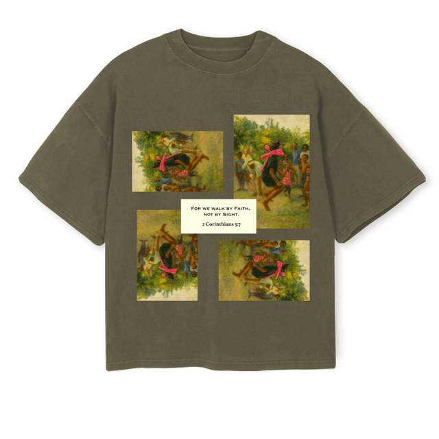 BY FAITHH Vintage Olive Oversized Boxy Tee.