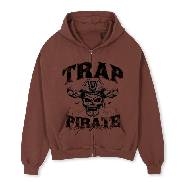 TREMAINE Vintage Brown Oversized Zipped Hoodie.