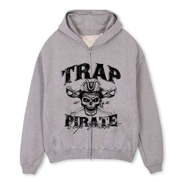 TWICE Grey Marl Oversized Zipped Hoodie.