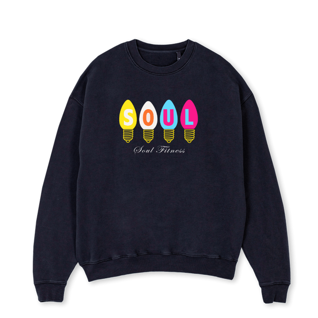 SOULXMAS Vintage Black Oversized Crewneck Sweater.
