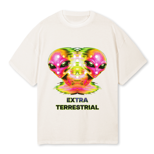 ALIEN Vintage White Oversized Tee.