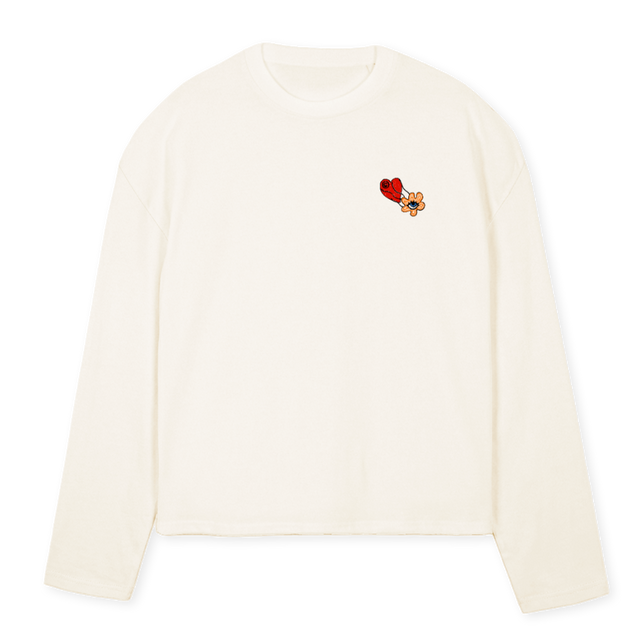 SHARETHELOVE Vintage White Oversized Boxy LS Tee.