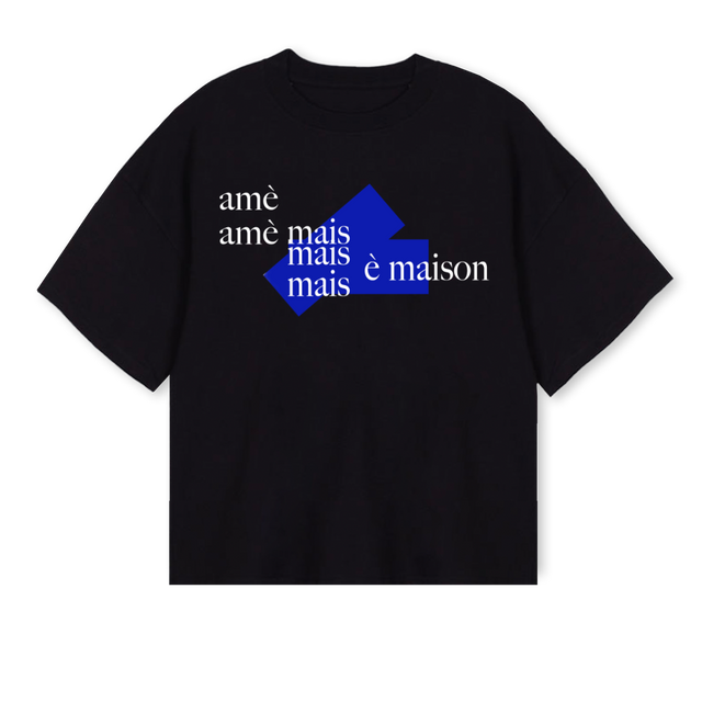 FIRSTDROPSAMPLE Black Oversized Boxy Tee.