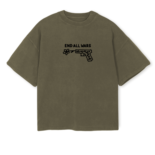 DSHGIHFGSDUA Vintage Olive Oversized Boxy Tee.