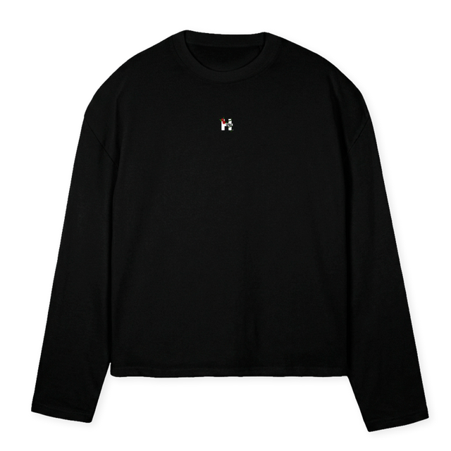 HUSH FLEURY Black Oversized Boxy LS Tee.