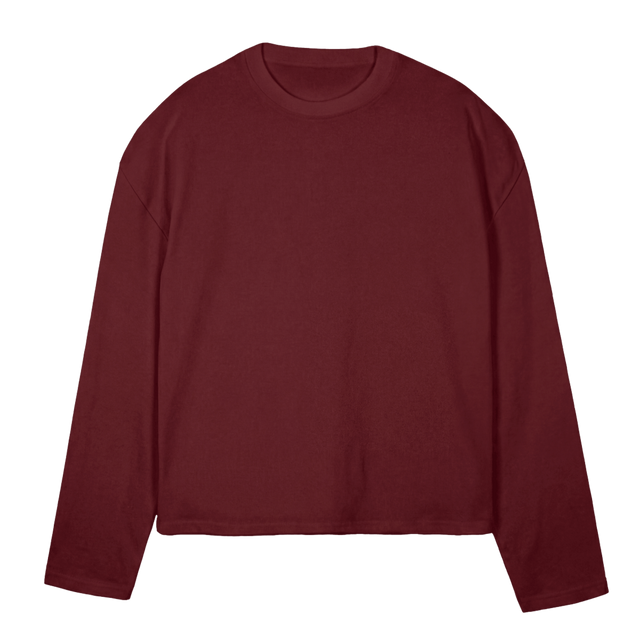 MEHIROUXCREATE Burgundy Oversized Boxy LS Tee.