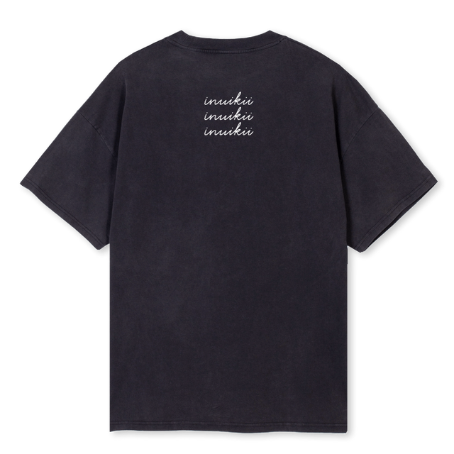 XLBLKTHREEINU Vintage Black Oversized Tee.