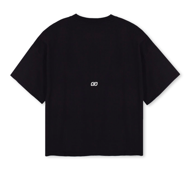 HYPHOSPORTONE Black Oversized Boxy Tee.