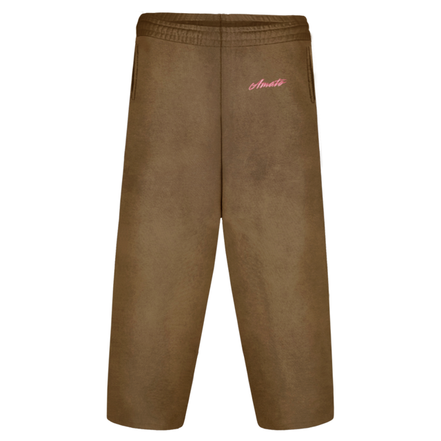 JOGGERAMATO Vintage Tan Straight-Leg Baggy Sweatpants.