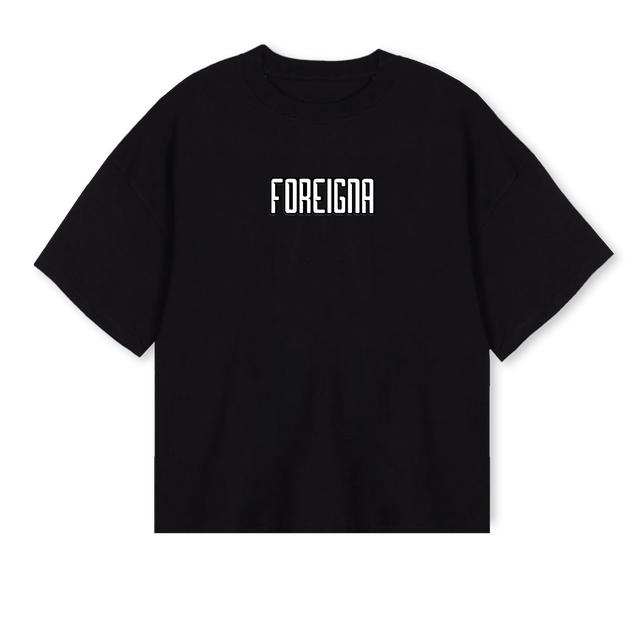 BIRDLOGOFORE Black Oversized Boxy Tee.