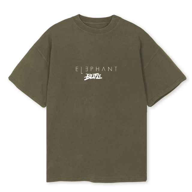 ELEPHANT COLOUR Vintage Olive Oversized Tee.