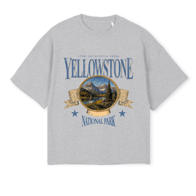 YELLOWSTONEGREY Light Grey Marl Oversized Boxy Tee.