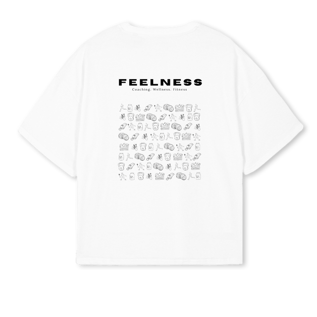 FEELNESS White Oversized Boxy Tee.