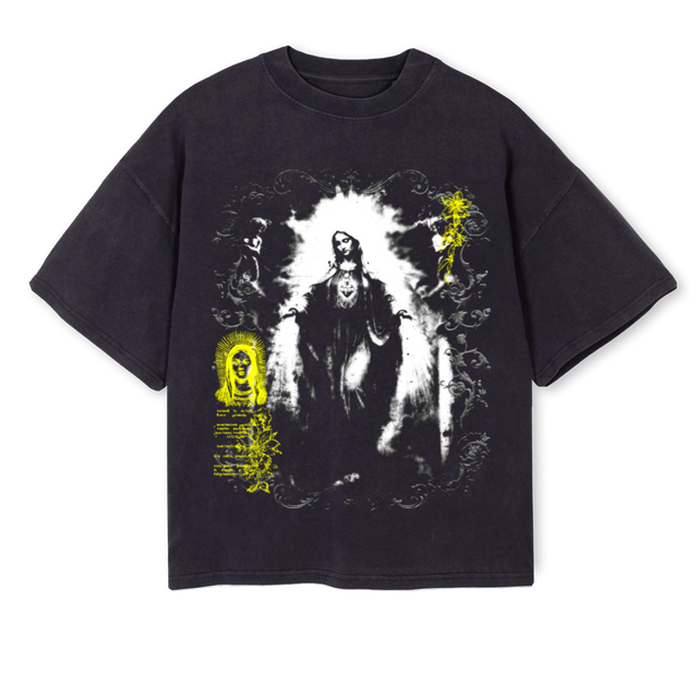 MARYONE Vintage Black Oversized Boxy Tee.