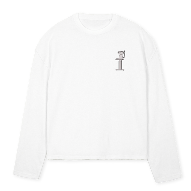 HURRICANEBLAST White Oversized Boxy LS Tee.