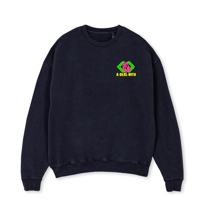 ADWPALMERNEW_CREW Vintage Black Oversized Crewneck Sweater.