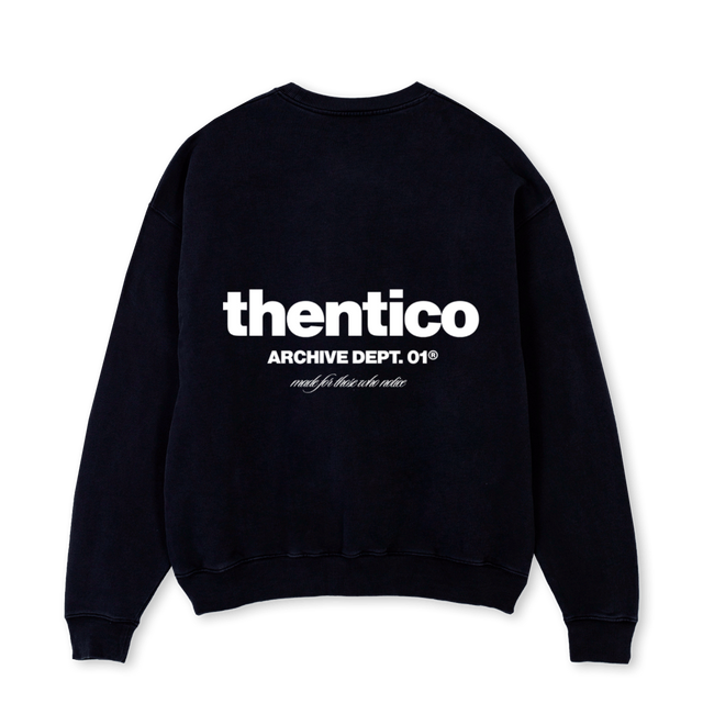 CREWNEC THENTI Black Oversized Crewneck Sweater.