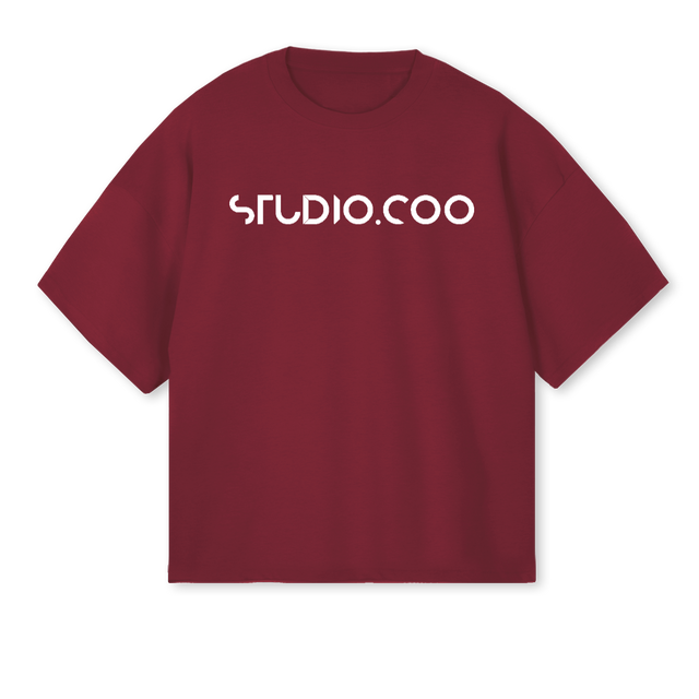 REDRECTOSTUDIOCOO Burgundy Oversized Boxy Tee.