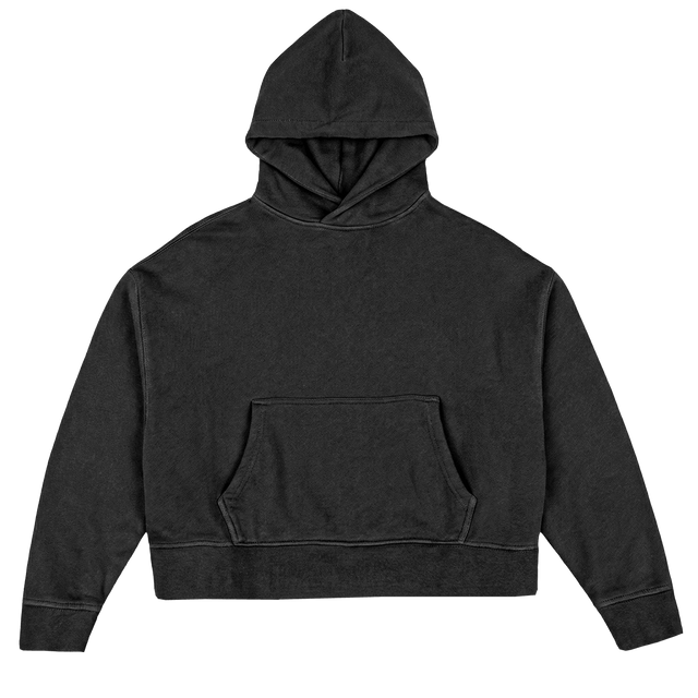 LOBBYTOWN Vintage Black Oversized Boxy Hoodie.