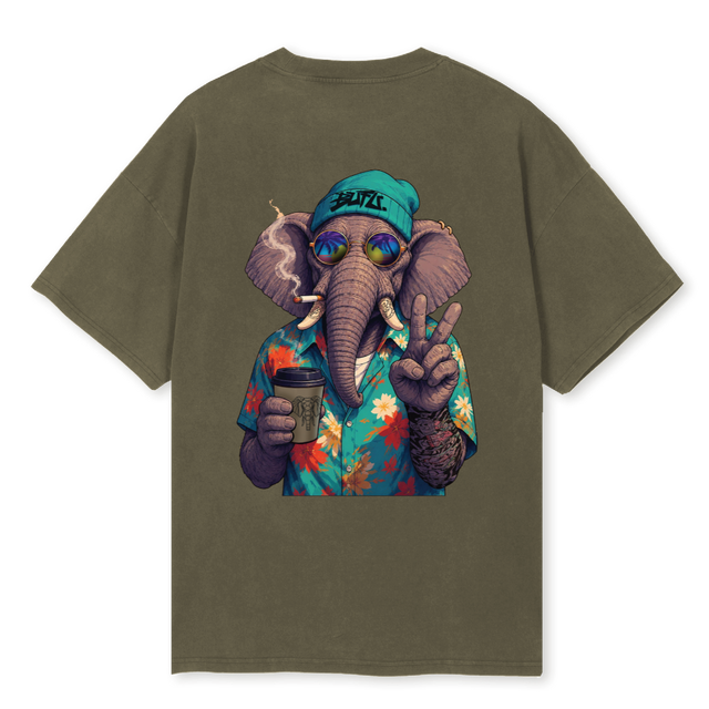 ELEPHANT COLOUR Vintage Olive Oversized Tee.
