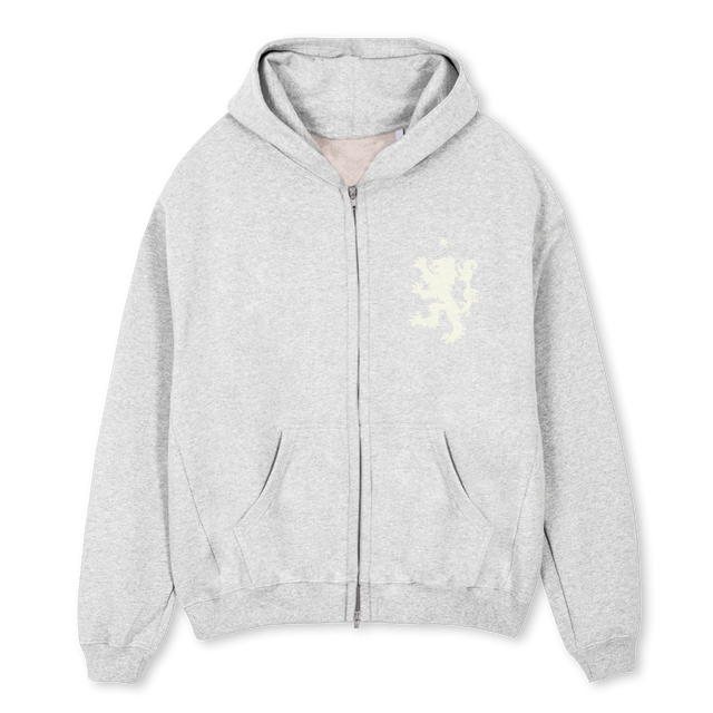 LIONSTARGRYWTE Light Grey Marl Oversized Zipped Hoodie.