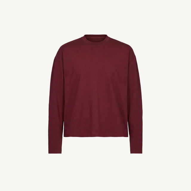 Burgundy Oversized Boxy LS Tee.