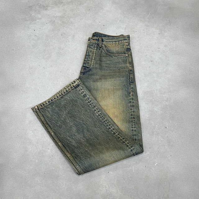 Faded Burn Storm Blue Loose Fit Jeans.