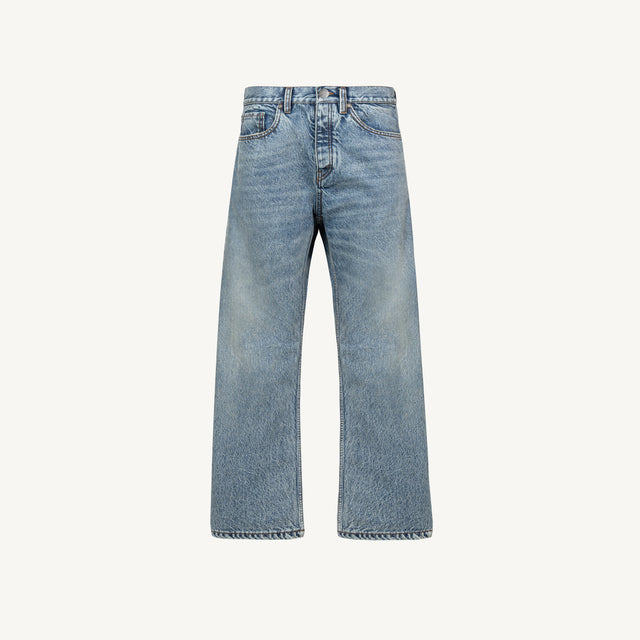 Faded Mid Blue Loose Fit Jeans Mockups.