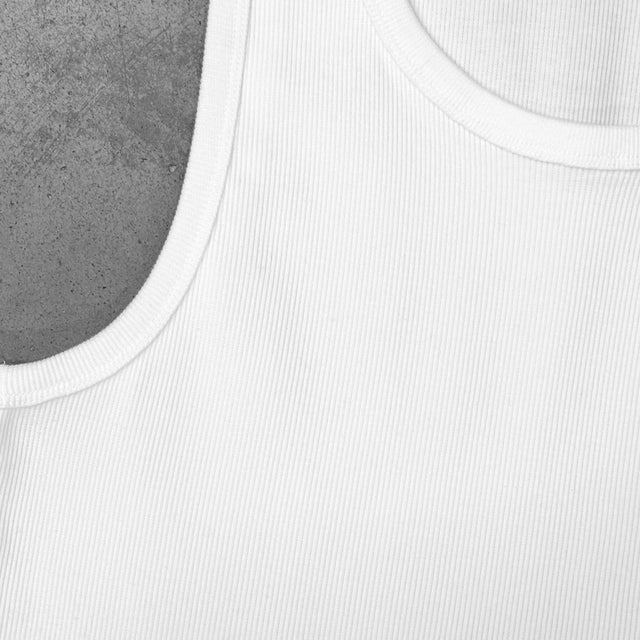 White Slim Ribbed Tank.