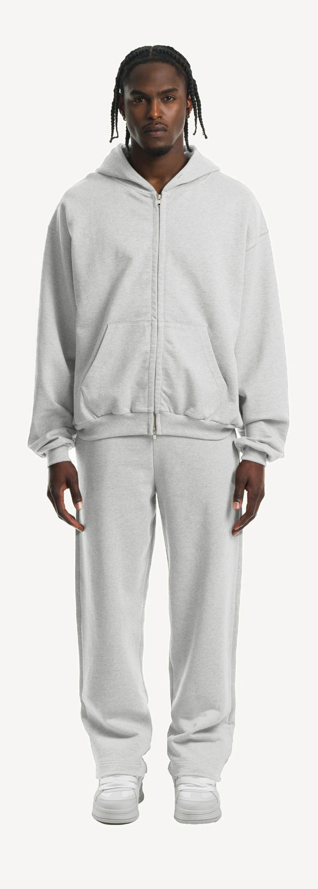 Light Grey Marl Oversized Zipped Hoodie.