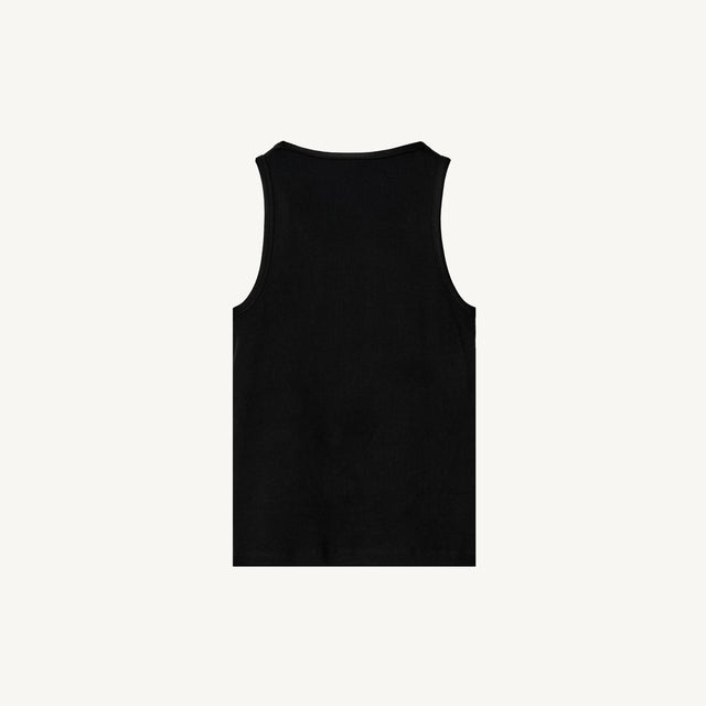 Black Slim Ribbed Tank.