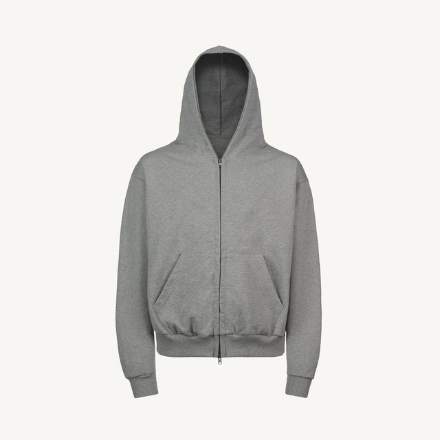 Grey Marl Ultra Heavy Oversized Zipped Hoodie.