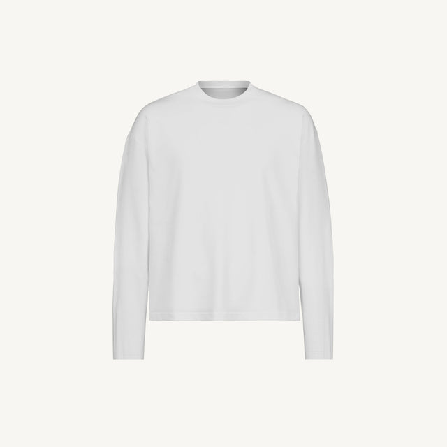 White Oversized Boxy LS Tee.