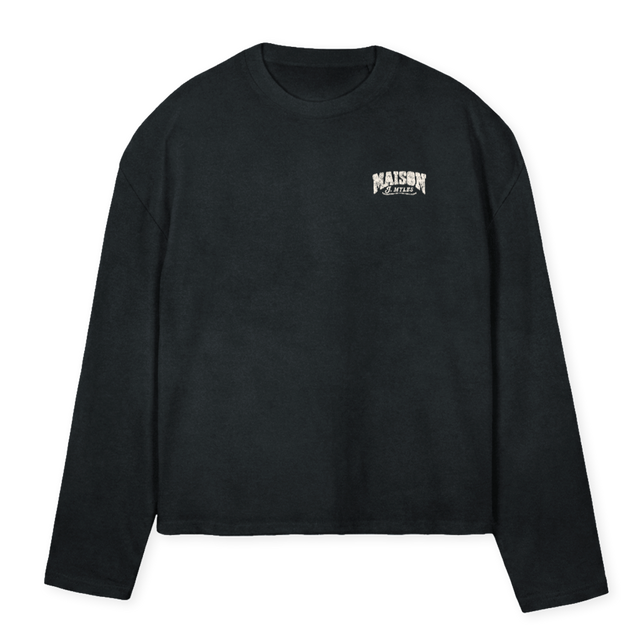 LON VV Vintage Black Oversized Boxy LS Tee.