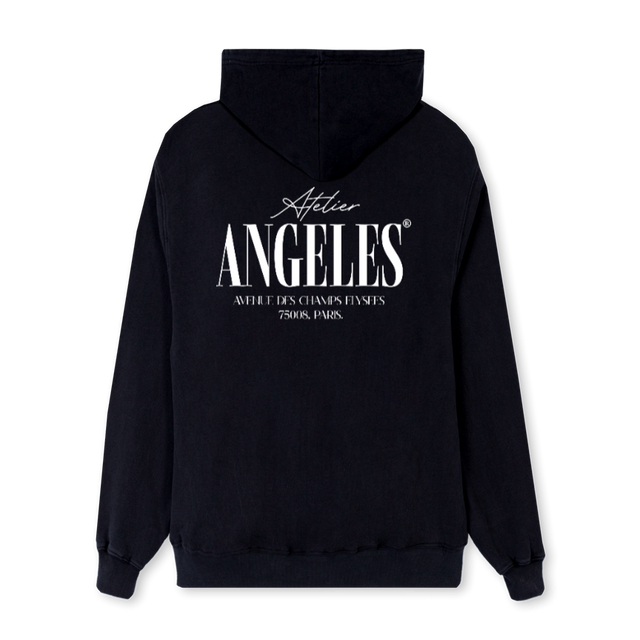 ANGELES BLACKHOODI Black Regular Hoodie.