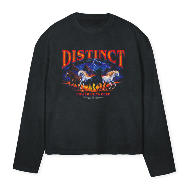 POWERRUNSDEEP Vintage Black Oversized Boxy LS Tee.