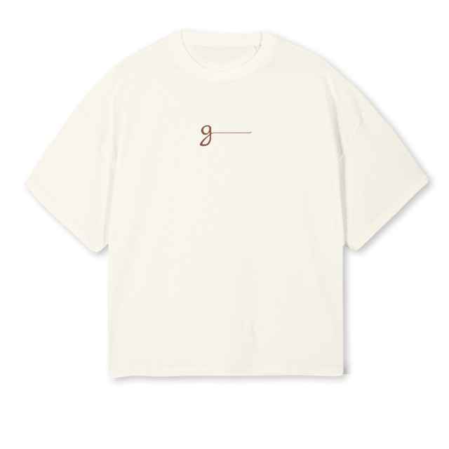 TEEGHISLAINEG Cream Oversized Boxy Tee.